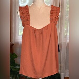 Melrose & Market NWT Ruffled Sleeveless Top in Rust